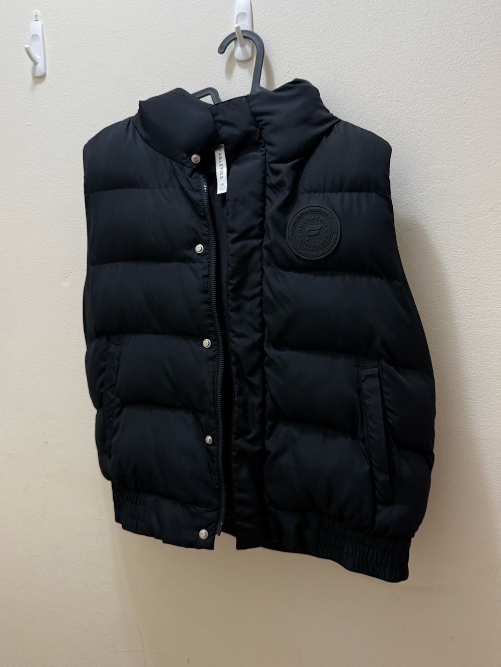 Fabletics Black Quilted Puffer Vest with Logo Patch
